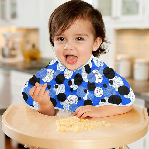 Set 2, 22 11 Inch Muslin Baby Burp Cloths of Soft Absorbent Black White Dot Pattern Muslin Washcloths, Bibs, Face Towel