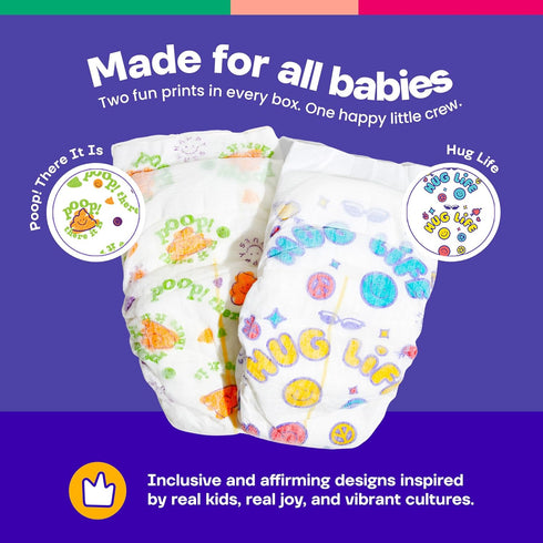 6, 35+ lbsBaby 68Count Happy Hues Go-Getters Disposable Diapers Size Diapers with Shea Butter, Wetness Indicator,Leak