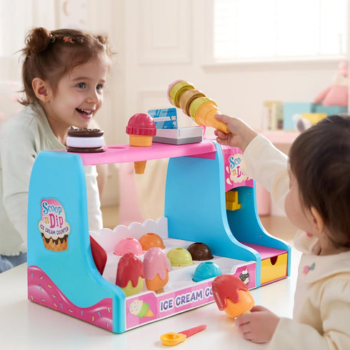lalalark Set 3 4 5+ Ice Cream Maker Toy for Kids, Play Ice Cream and Ice Cream Scoop Toy, Pretend Ice Cream Shop, Color