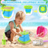 FHOZGECY 2 2 Beach Toys, Sand Toys with Collapsible Bucket, Beach Mesh Shovel, Sand Shovel, Shark Tooth Sifter and Mesh