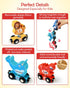 Helsort Set 3-5, Wooden Alphabet Train for Toddlers Magnetic ABC Train with Snap-Connection, Animal-Themed Educational