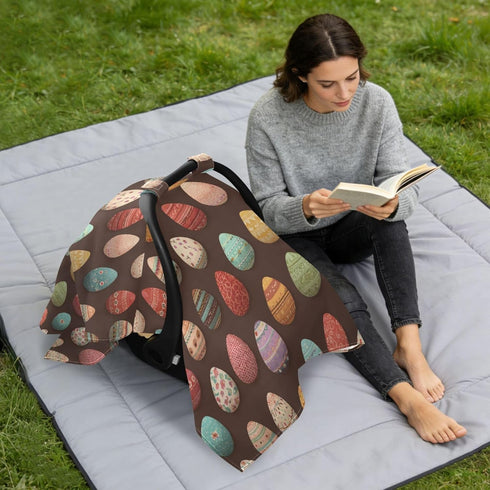 Mazeann Colorful Easte Eggs Floral Car Seat Cover Baby Breathable Soft Infant Carseat Covers Canopies Babies Carrier