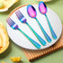 LIANYU 14-Piece Kids Silverware Set, Rainbow Toddler Utensils Flatware Set, Stainless Steel Child Cutlery Set