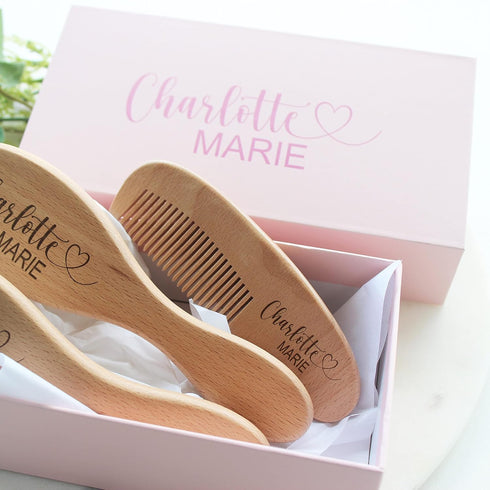 Personalized Wooden Baby Hair Brush - Perfect Gift for Baby Girls