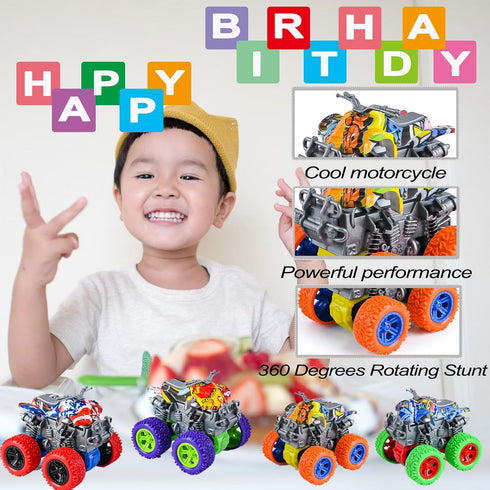 Monster Truck Toys - 4 Pack Friction Powered Toy Cars, Push and Go Car Truck Playset for Boys and Girls Aged 3-7