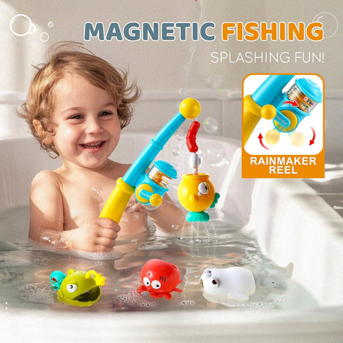 2-4 11 Set Aprilwolf Bath Toys for Kids, Magnetic Fishing Toys with Storage Bag and Light up Star, Wind Up Creatures