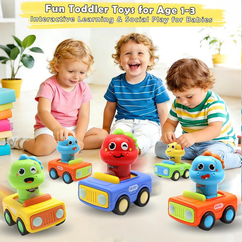1 1-3, Set, 1 2 12-18 Pbooo Toys for Year Old Boy, Press and Go Car Toys for Toddlers Push and Go Animal Toy Cars
