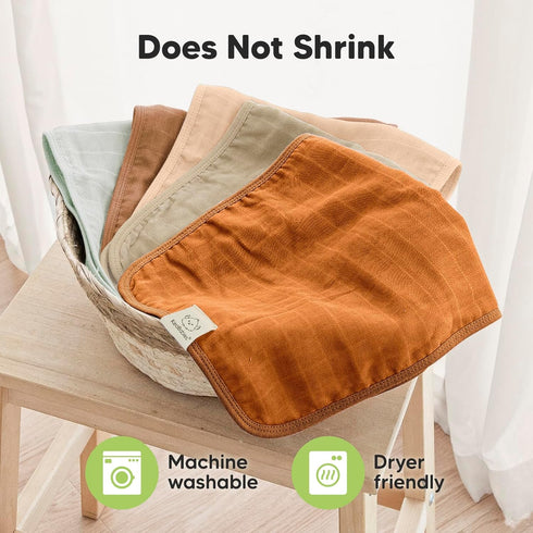 5-Pack Muslin Burp Cloths for Baby Boys and Girls, Soft and Absorbent Neutral Burping Cloths (Spice)