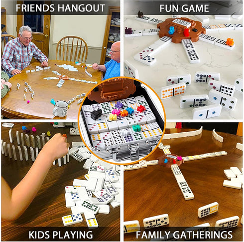 Set 91 Double12 Set Yinlo Mexican Train Dominoes with Sound Effects, Mexican Train Dominoes Game for Travel, Tiles