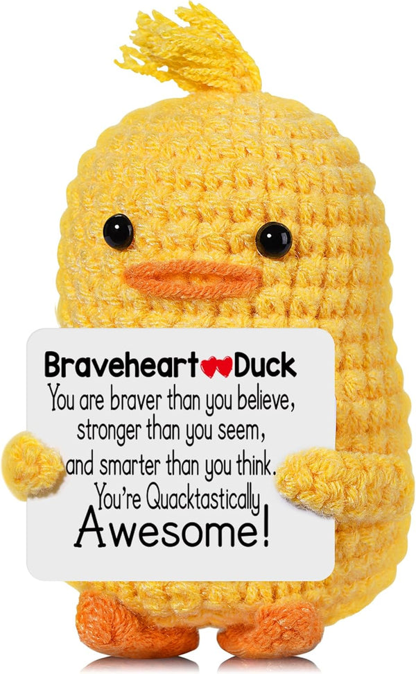Inspirational Crochet Animals Stress Anxiety Relief Toys, Positive Affirmation Companion Crochet Duck,