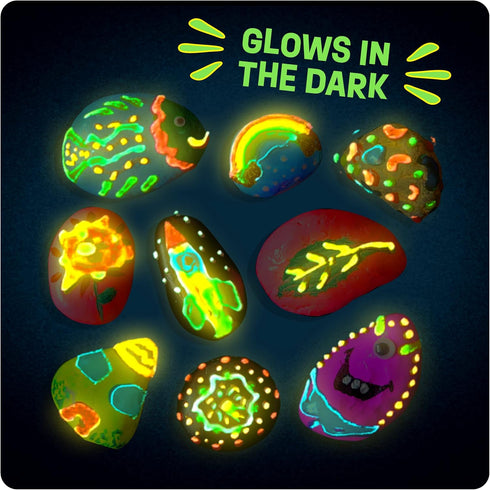 6-12 6, 7, 8, 9, 10, 11 12 Dan&Darci Kids Rock Painting Kit - Glow in The Dark - Gifts Arts & Crafts for Boys and Girls