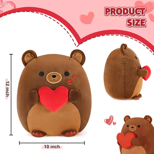 12" Onsoyours Original Bear Plush with Red Love, Cute Hugging Bear Stuffed Animal, Ultra Soft Heart Plush Toy Valentine