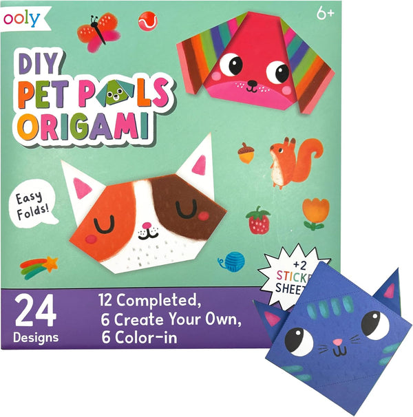 Ooly DIY Paper Kit, 24 Animal Origami Designs & Stickers, Kit Includes