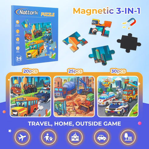 3-6 3-6,Learning 3 4 5 6 Nattork Magnetic Puzzle Book for Toddlers Girls Boys,New Vehicle Travel Puzzles Game for Kids