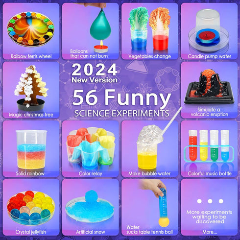 Educational Science Kit for Kids, 56 Experiments, 70+ PCS DIY STEM Projects, Lab Coat Included