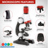 AmScope-ETXWJ04 IQCREW 100X-1200X LED Kids Beginner Microscope Toy Set with Slides Preparation Kit