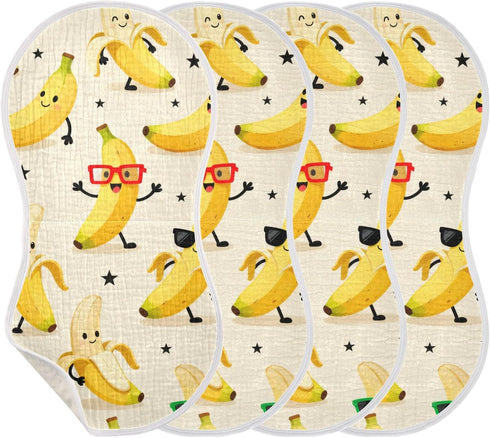 tplaotee 22x11in Cute Cartoon Yellow Bananas Cotton Burp Cloths Baby Soft and Absorbent? Burp Rags for Unisex Newborns