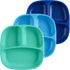 Re-Play Toddler Plates with Dividers, Deep-Walled 3 Compartments, Dishwasher & Microwave Safe, Set of 3 - A True Blue