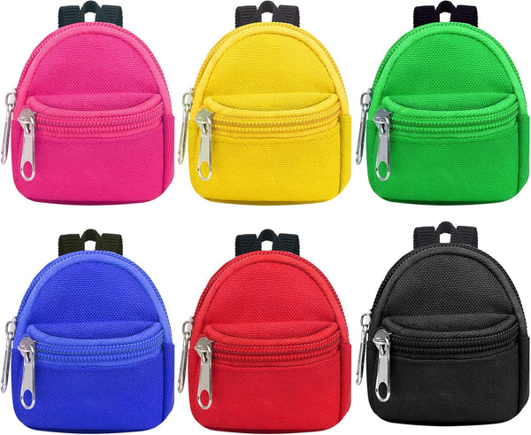 UNICORN ELEMENT 6pcs Mini Zipper Doll Backpacks, Cute School Bags for Doll Accessories
