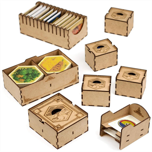 TowerRex Board Game Organizer for Catan Box | Compatible with Cities & Knights and Seafarers Expansions | Storage Kit