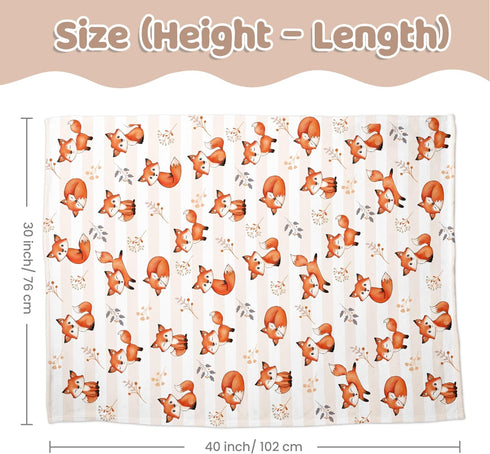 SANDJEST Fox Baby Blankets, 30 x 40 Minky Blanket with Double Layer Dotted Backing for Newborns & Toddlers