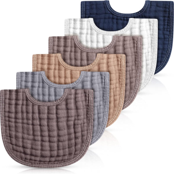 Frienda 6 Pcs Muslin Bibs Burp Cloths for Baby Teething Bandana Bibs