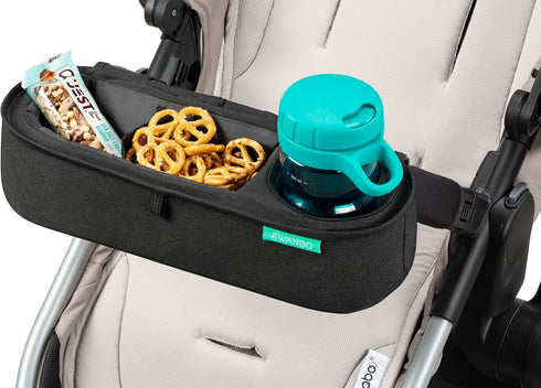 Firmly Universal Stroller Tray with Insulated Sippy Cup Holder - Upgraded Rigid Frame Stays Upright - Exclusive Non