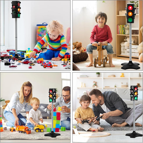 1 28.3 Inch 2 1 4 Hiboom Piece Traffic Light Toy in Simulation Safety Traffic Indicator Crosswalk Signal with Lights