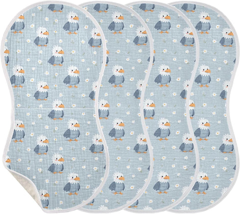 decor gift 4 Pack 22x11in Cotton Newborns Burp Cloths Good Absorbent? Cute Cartoon Nile Bird Blue wash rag for Newborns