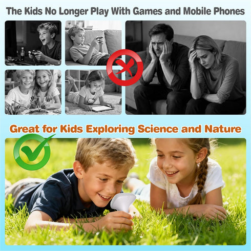 coobest 3 1000X w/2''IPS Pocket Kids Microscope for Over Years Old, Handheld Microscope for Kids Digital, Photo Video