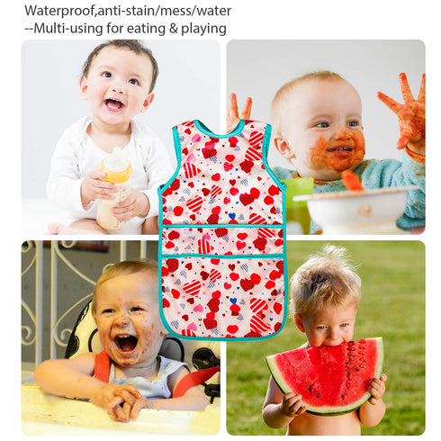 2-4 Joyo roy Mess Proof Baby Bibs for Eating Waterproof Toddler Bibs Years Soft Machine Washable Sleeveless Smock Bib