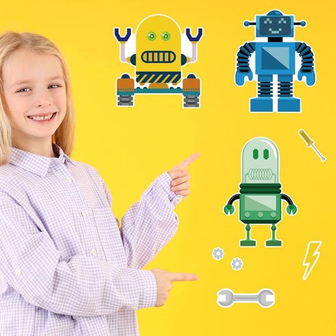 T-Antrix 24 Sheets Make Your Own Robot Stickers Make A Face Stickers for Kids Toddlers with Robots DIY Craft Kids Party