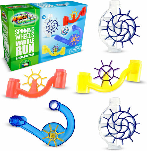 Marble Genius Spinning Wheels, Marble Run Accessory Add-On Set (5 Pieces) for Problem-Solving Fun