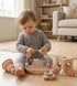 Set 12M+ 4-in-1 Pillowhale Montessori Wooden Toys for Toddlers Educational Toy with Stacking Rings, Shape Sorter, Bead
