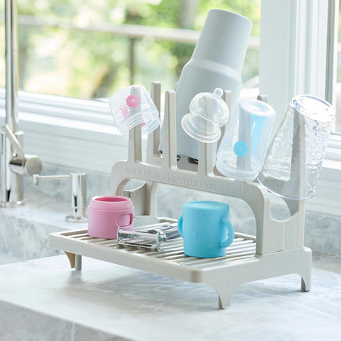 100% countertop PopYum Seattle Gray Space Saving Drying Rack from Recycled Bottles, for Baby Bottle, Plastic Bags
