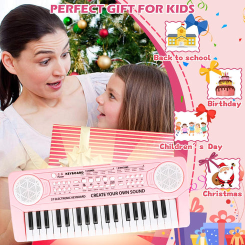 37 3 4 5 6 M SANMERSEN Kids Keyboard Piano Keys Early Learning Instrument with Microphone Toy for Girls Boys Birthday