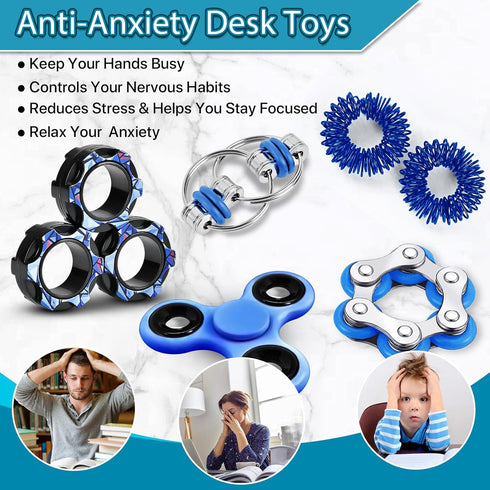 Fidget Toys Adults Pack 6Pcs, EDC Fidgeting Game for Kids, Mini Gadget Desk Toys for Stress Relief