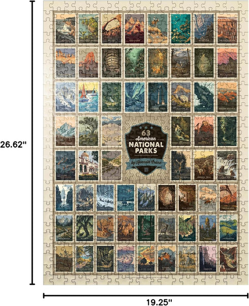 63 500 MyPuzzle American National Parks: By Kenneth Crane, Vintage Poster - Premium Piece Jigsaw Puzzle for Adults