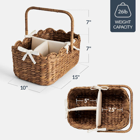 Best Choice Products Baby Diaper Caddy Organizer, Large Portable Handmade Nursery Basket w/Removable Divider & Handles