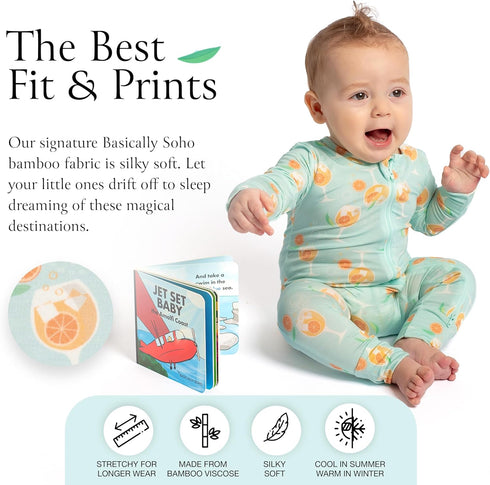 Set Baby Romper & Baby Book Viscose from Bamboo Pajamas for Babies
