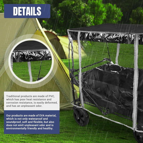 LOSCHEN Wagon Rain Wind Cover for Outdoor Garden Camping Picnic Wagon Stroller Waterproof,Folding Trolley Cart