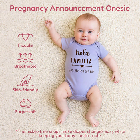 Bodysuit,0-3 Hola Familia Nos Vemos Pronto Pregnancy Reveal Infant Months Baby Announcement Onesie