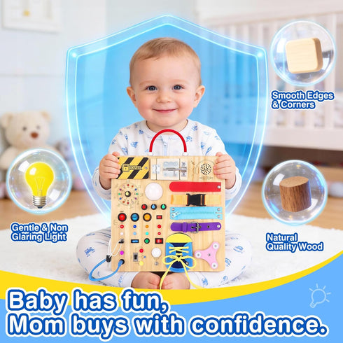 1-3 v3) Grarain Busy Board for Toddlers - Montessori Educational Toy for Year Old Boys & Girls | Travel-Friendly