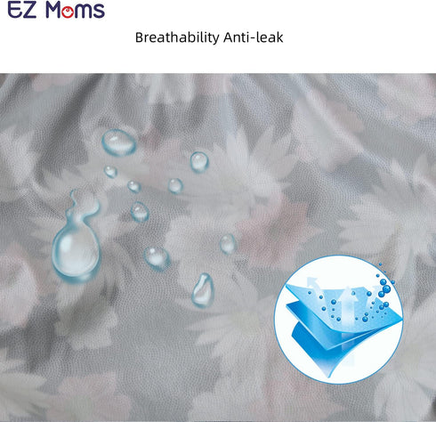 6 Packs 6T EZ Moms Soft Cloth Diaper Covers Reusable Baby Diaper Covers for Girls Portable Rubber Pants for Toddlers