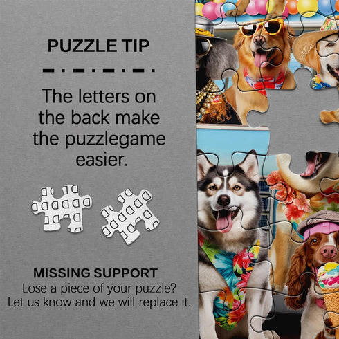 Funny Dog Puzzle Beach Dogs 1000 Pieces for Adults, Animal Jigsaw Puzzles for Vacation, Holiday Puppy Bulldog Decor