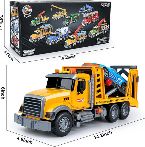 Dwi Dowellin Toy Truck Transport Cars Carrier with Racing Car for Kids Toddlers, Birthday Gifts for Boys Age 3-6