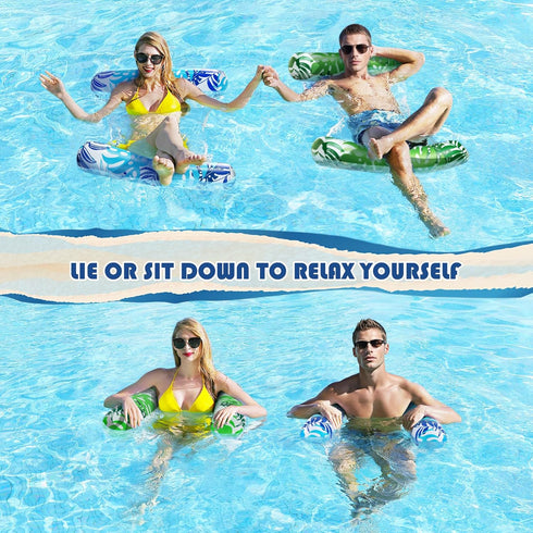 Clothirily 2 Pack 4-in-1 Swimming Hammock Pool Floats - Inflatable Pool Floats Rafts, Pool Floaties for Adults, Pool