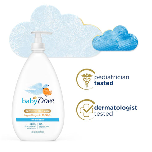Baby Dove Sensitive Skin Care Body Lotion, 20 fl oz, Rich Moisture with 24-Hour Moisturizer