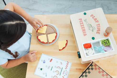 Set, 38-Piece (38 Set, 3+ Pearhead Wooden Pizzeria Montessori Pretend Play Food Play Kitchen Accessories, Pcs) Toy
