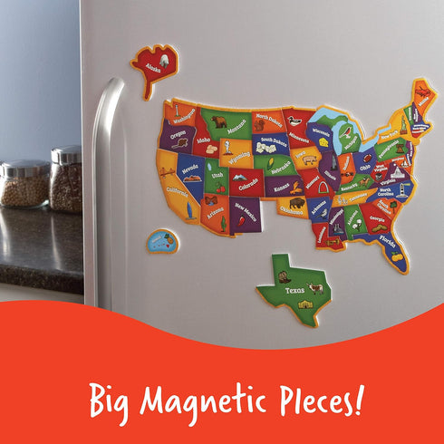 Learning Resources Magnetic US Map Puzzle - 44 Pieces - Geography Learning for Kids Ages 4+